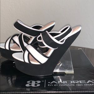 Andrea Shoes Ankle wrap wedge sandals